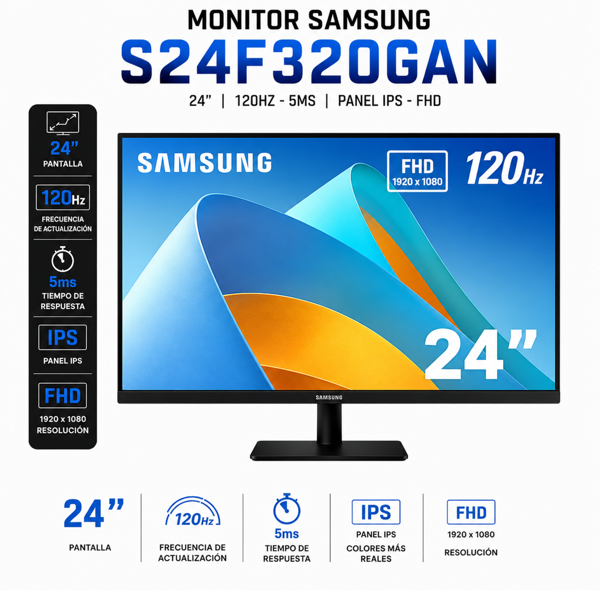 MONITOR SAMSUNG ESSENTIAL 24" FHD/ 120HZ
